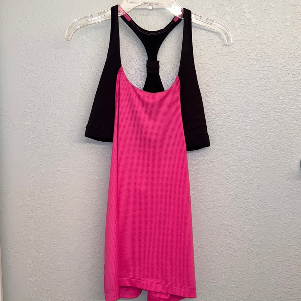 Mesh workout top with built in sports bra